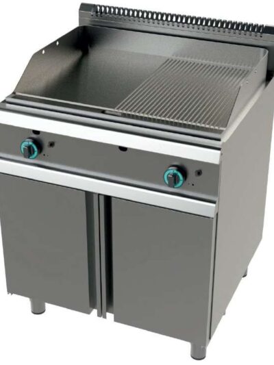 Fry tops a gas acero laminado placa lisa con mueble Serie 900 JUNEX con medidas 800x900x900h mm FT9C0LL