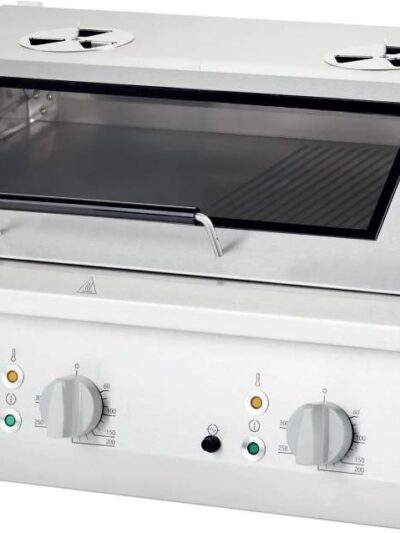 Fry top eléctrico acero rectificado sobremesa placa lisa CON TAPA 800x700x250h mm 8,1Kw Línea Varsovia