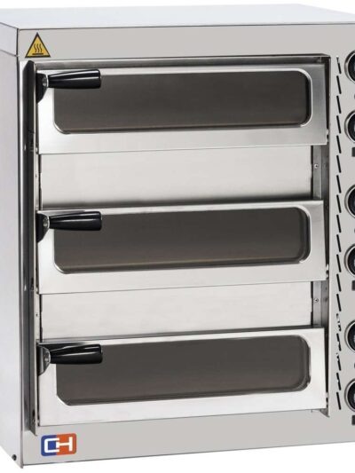 Horno Eléctrico de Pizza Compacto 3 pizza diámetro 35 cm AVEIRO FP52PV con puerta de cristal