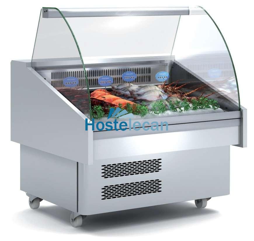 Vitrina Expositora Refrigerada Pescado / Marisco evaporador estático más placa fría dim.1285x915x1185h mm Línea Córdoba EEC-130-CC-EF