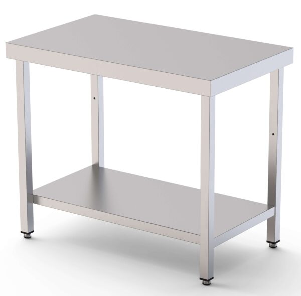 Mesa de Trabajo Acero inoxidable Central Con 1 Estante 1200x500x850h mm WTC150120S1