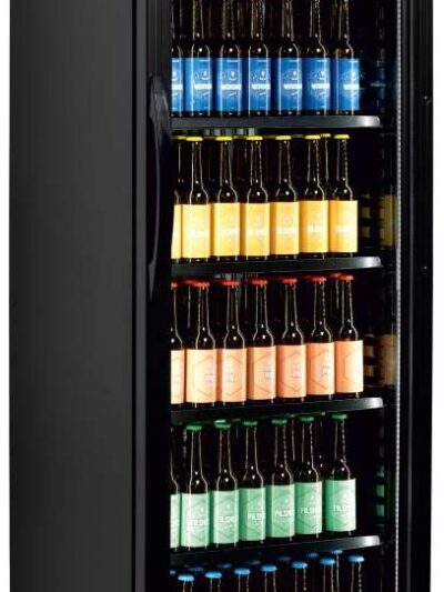 Armario Refrigerado 1 puerta de cristal color NEGRO 595x640x1840h mm Línea VIBORG CEV425-I BLACK
