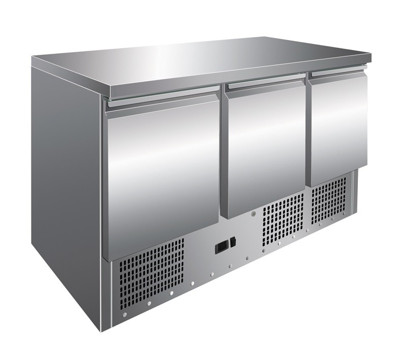 Mesa GN1/1 3 Puertas Refrigerada Compacta de 1365 x700 x860h mm PEKIN S903TOP