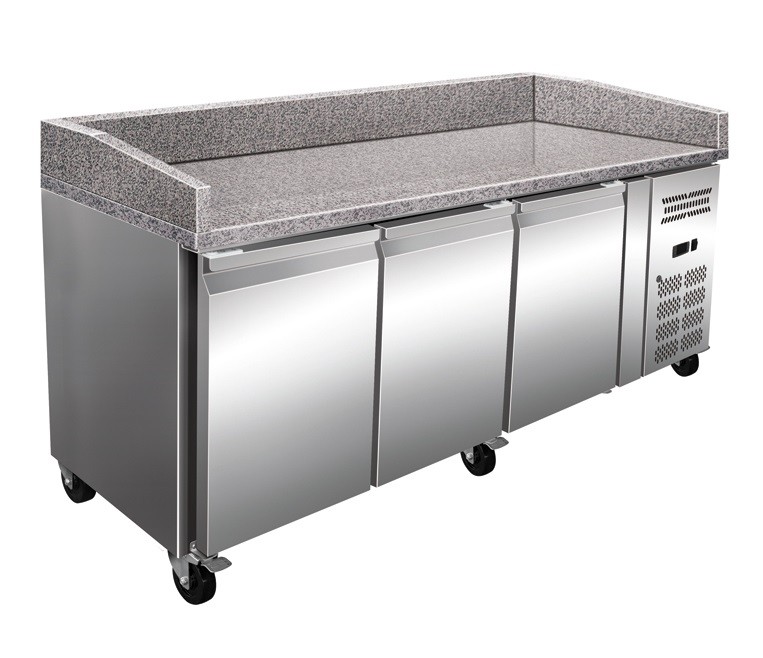 Mesa Euronorm 3 Puertas Preparación Pizzas con Encimera de Granito de 2025 x800 x1000h mm PEKIN PZ3600TN