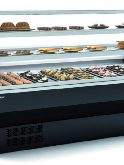Vitrina Refrigerada Cristal Curvo pastelería Fondo 900 dim.1305x940x1235h mm Línea Córdoba VEPD-9-13-C