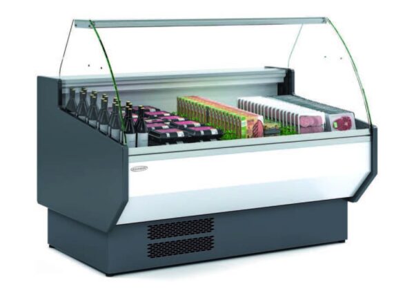 Vitrina Refrigerada Cristal Curvo Fondo 1100 dim.1305x1100x1235h mm Línea Córdoba  VED-10-13-C-TF