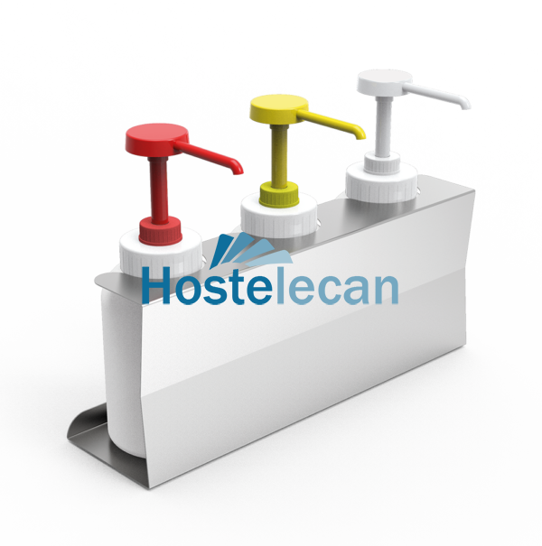 P040242.png Conjunto dispensador de 3 salsas con dosificadores y soporte