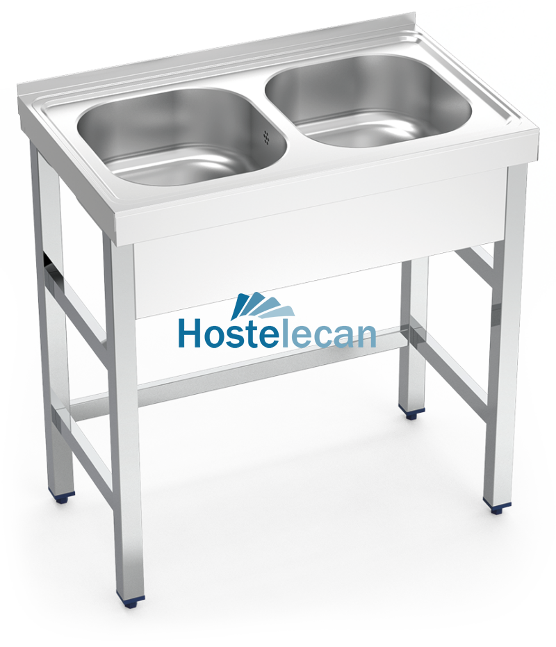 Fregadero con soporte 2C 800x500x850 mm.