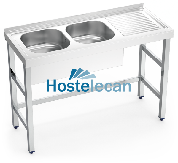 Fregadero con soporte 2C,ED 1200x500x850 mm.