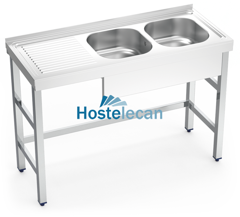 Fregadero con soporte 2C,EI 1200x500x850 mm.