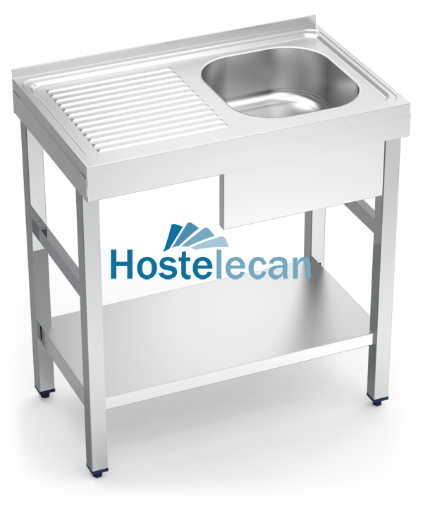 Fregadero c/soporte c/entre.1C,EI 800x500x850 mm.