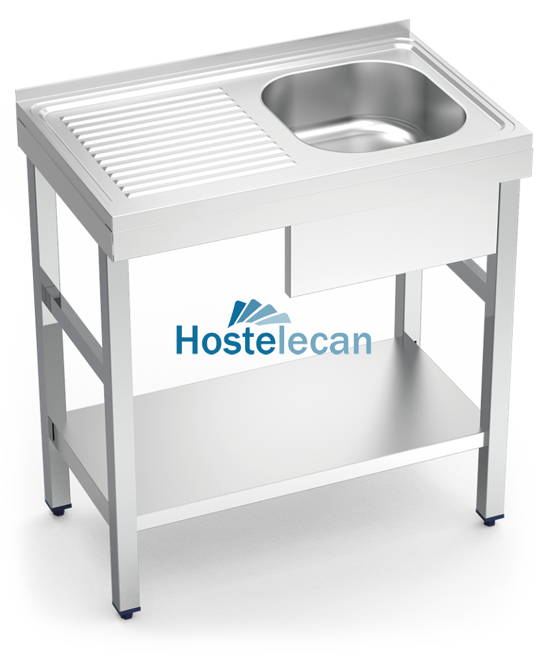 Fregadero c/soporte c/entre.1C,EI 800x500x850 mm.