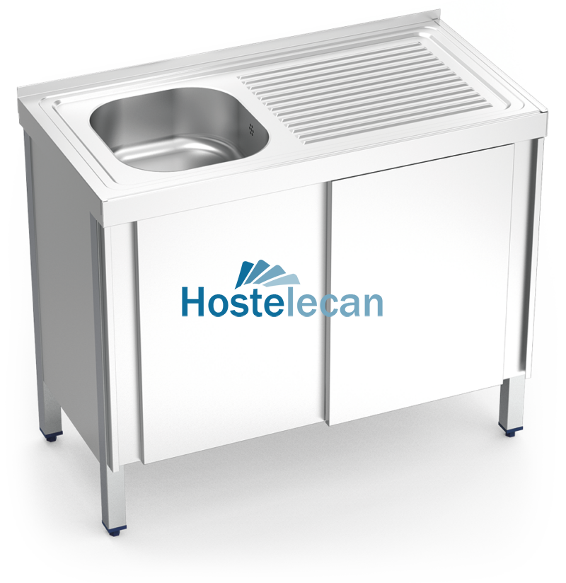 Fregadero c/ptas.correderas 1C,ED 1000x500x850 mm.