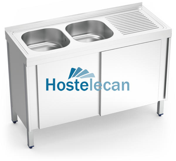 Fregadero c/ptas.correderas 2C,ED 1200x500x850 mm.