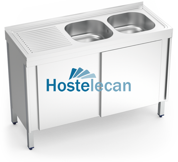 Fregadero c/ptas.correderas 2C,EI 1200x500x850 mm.