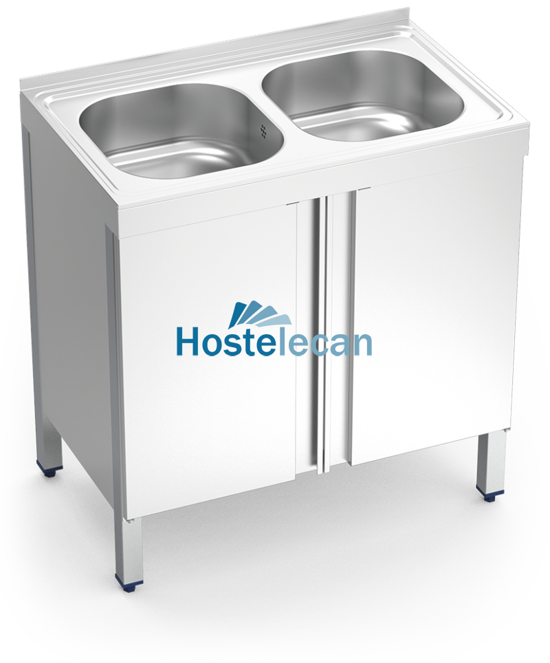 Fregadero c/ptas.abatibles 2C 800x500x850 mm.