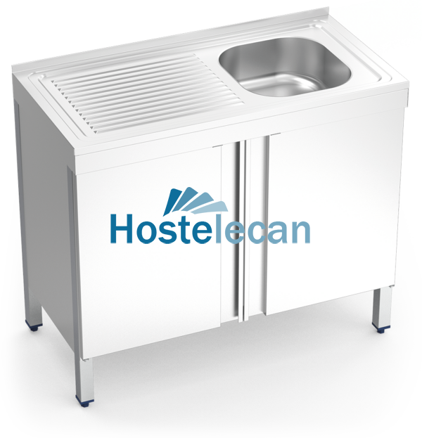 Fregadero c/ptas.abatibles 1C,EI 1000x500x850 mm.