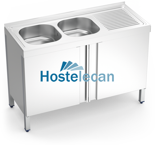 Fregadero c/ptas.abatibles 2C,ED 1200x500x850 mm.