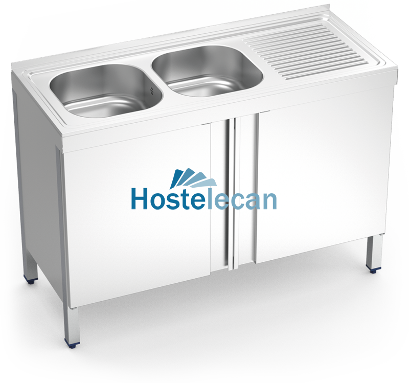 Fregadero c/ptas.abatibles 2C,ED 1200x500x850 mm.