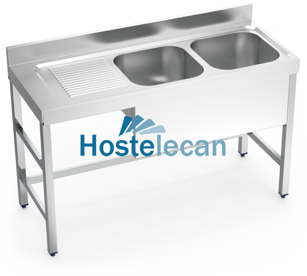 Fregadero con soporte 2C,EI 1400x550x850 mm.