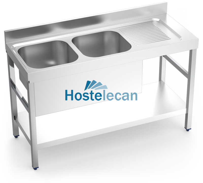 Fregadero c/soporte c/entre.2C,ED 1400x550x850 mm.