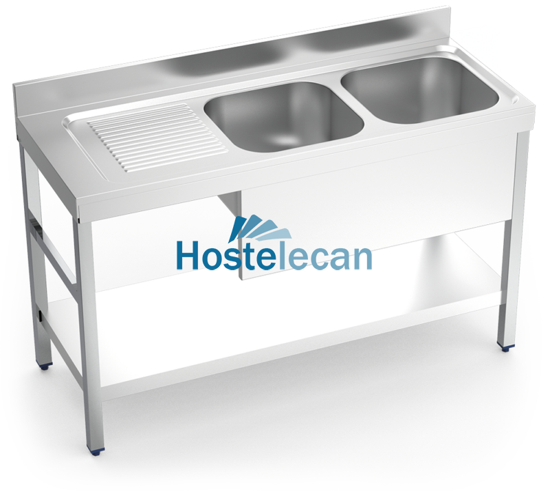 Fregadero c/soporte c/entre.2C,EI 1400x550x850 mm.