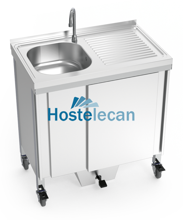 Fregadero autónomo con una cubeta y escurridor derecha 800x500x850 mm