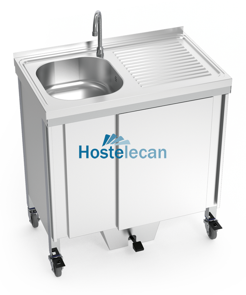 Fregadero autónomo con una cubeta y escurridor derecha 800x500x850 mm