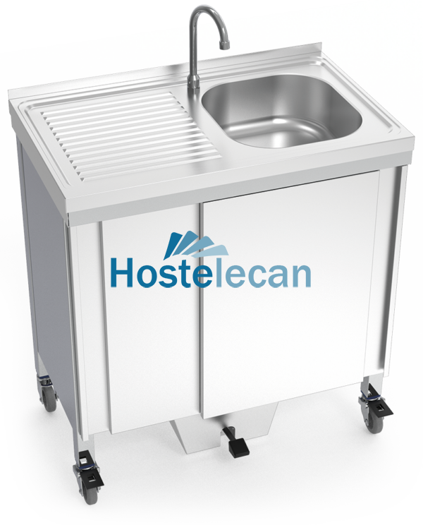 Fregadero autónomo con una cubeta y escurridor izquierda 800x500x850 mm