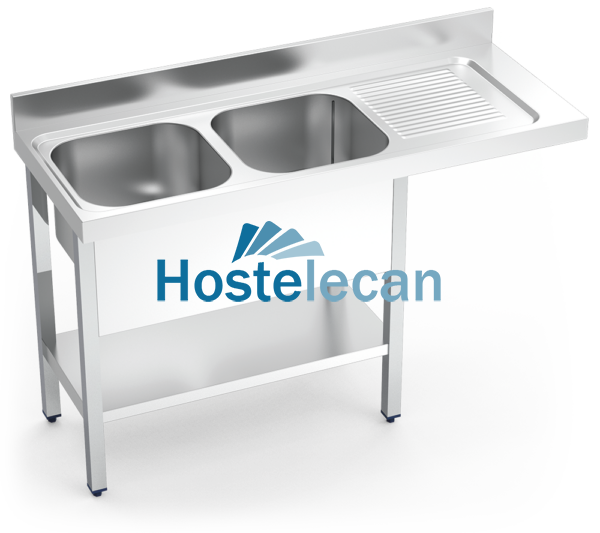 Fregadero inox para lavaplatos con 2 cubbetas y escurridor derecha