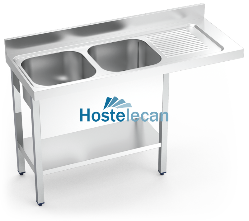 Fregadero inox para lavaplatos con 2 cubbetas y escurridor derecha