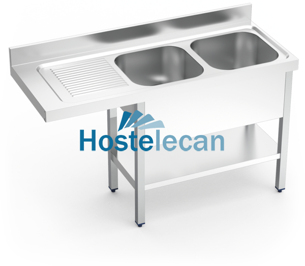 Fregadero para lavavasos 2C,EI 1400x550x850 mm.