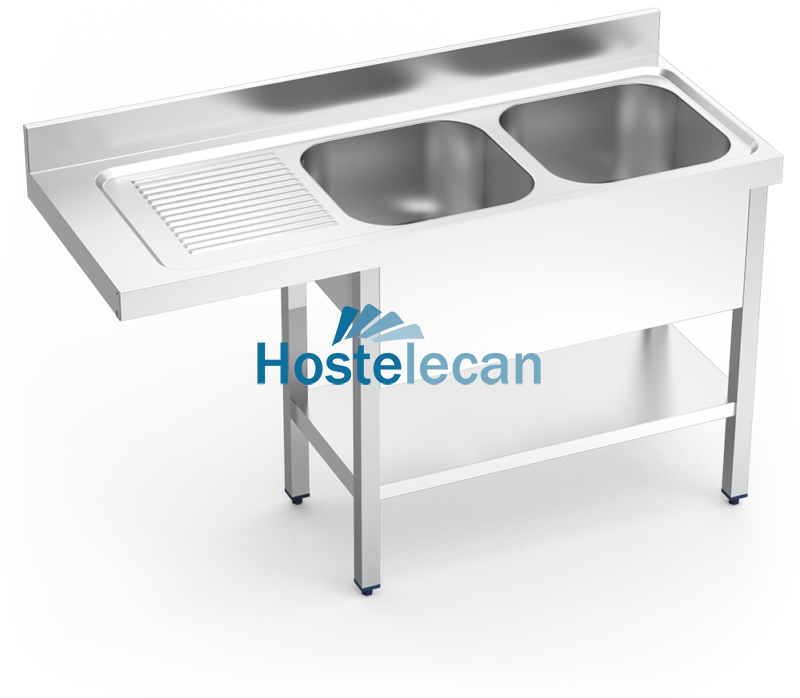 Fregadero para lavavasos 2C,EI 1400x550x850 mm.