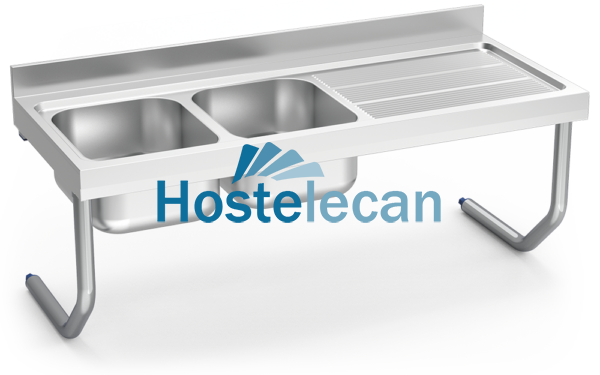 Fregadero colg.c/palomillas 2C,ED 1400x600x250 mm.