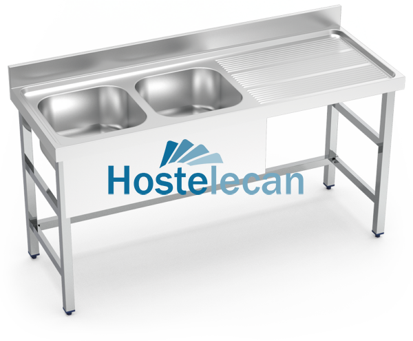 Fregadero con soporte 2C,ED 1600x600x850 mm.