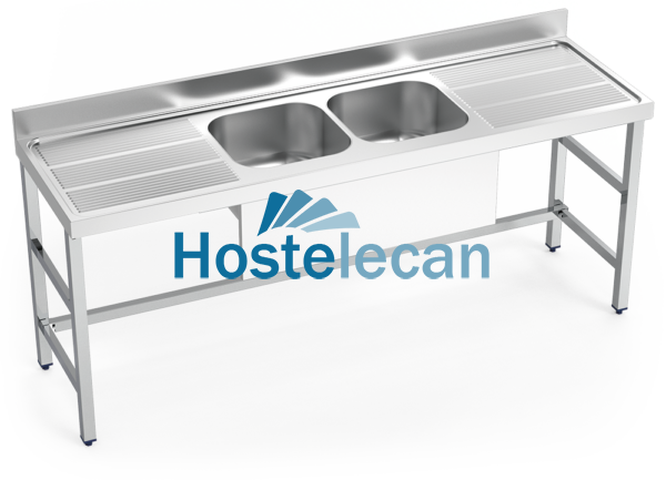 Fregadero con soporte 2C,2E 2000x600x850 mm.