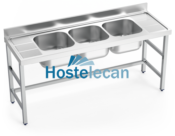 Fregadero con soporte 3C,2E 1800x600x850 mm.