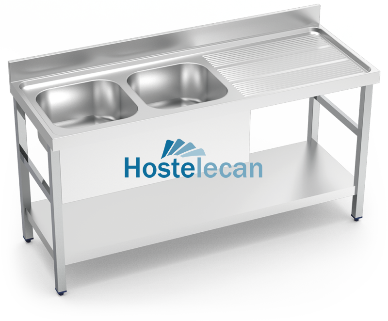 Fregadero c/soporte c/entre.2C,ED 1400x600x850 mm.