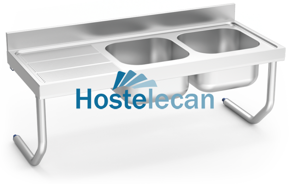 Fregadero colg.c/palomillas 2C,EI 1400x700x250 mm.