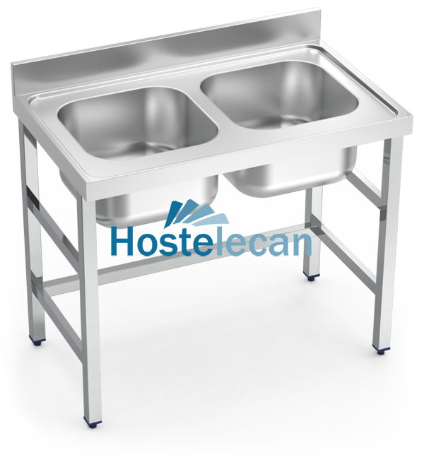 Fregadero con soporte 2C 1400x700x850 mm.