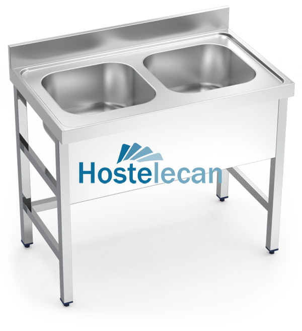 Fregadero con soporte 2C 1200x700x850 mm.