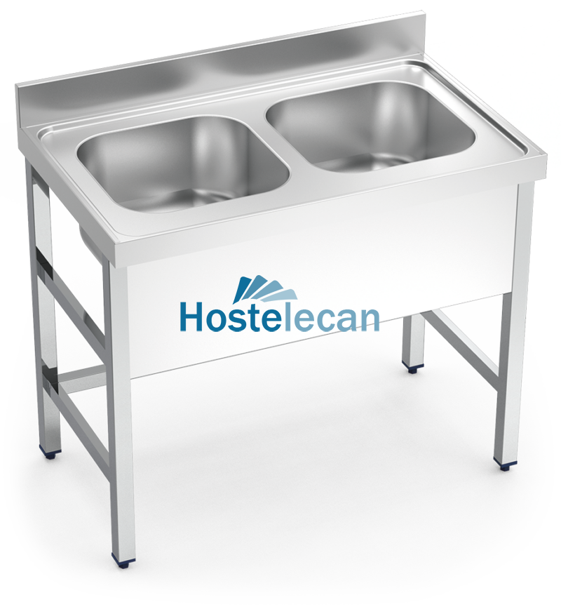 Fregadero con soporte 2C 1200x700x850 mm.