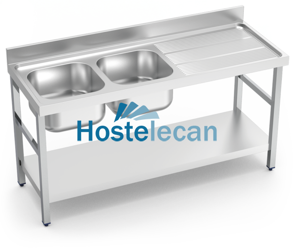 Fregadero c/soporte c/entre.2C,ED 1400x700x850 mm.