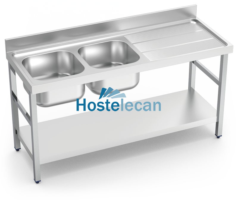 Fregadero c/soporte c/entre.2C,ED 1400x700x850 mm.