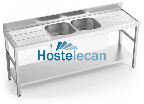 Fregadero c/soporte c/entre.2C,2E 2000x700x850 mm.