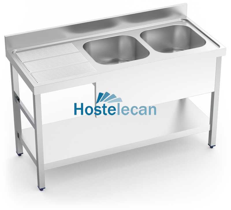 Fregadero c/soporte c/entre.2C,EI 1400x700x850 mm.