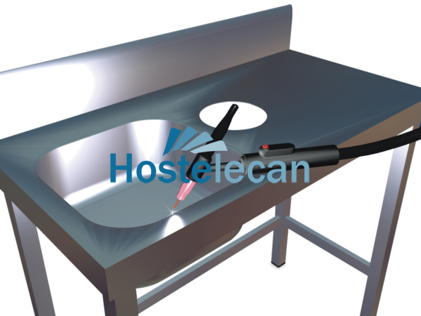 Fregadero inox rectangular soldado a mesa