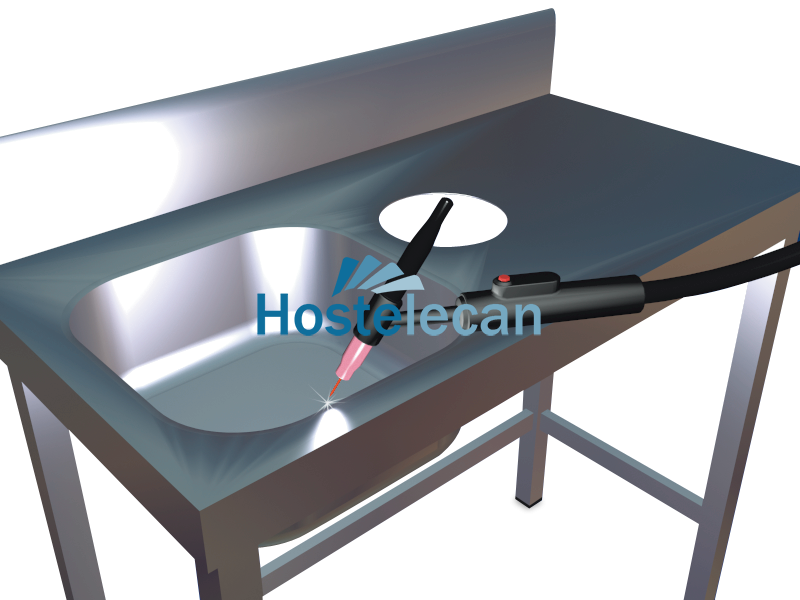 Fregadero soldado a mesa, mano izda., 600x500x300