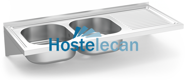 Fregadero colg. c/cartelas 2C,ED 1200x500x205 mm.