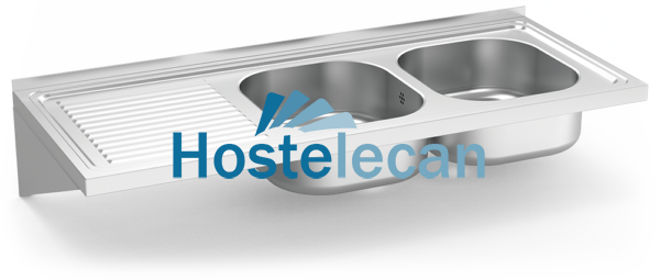 Fregadero colg. c/cartelas 2C,EI 1200x500x205 mm.